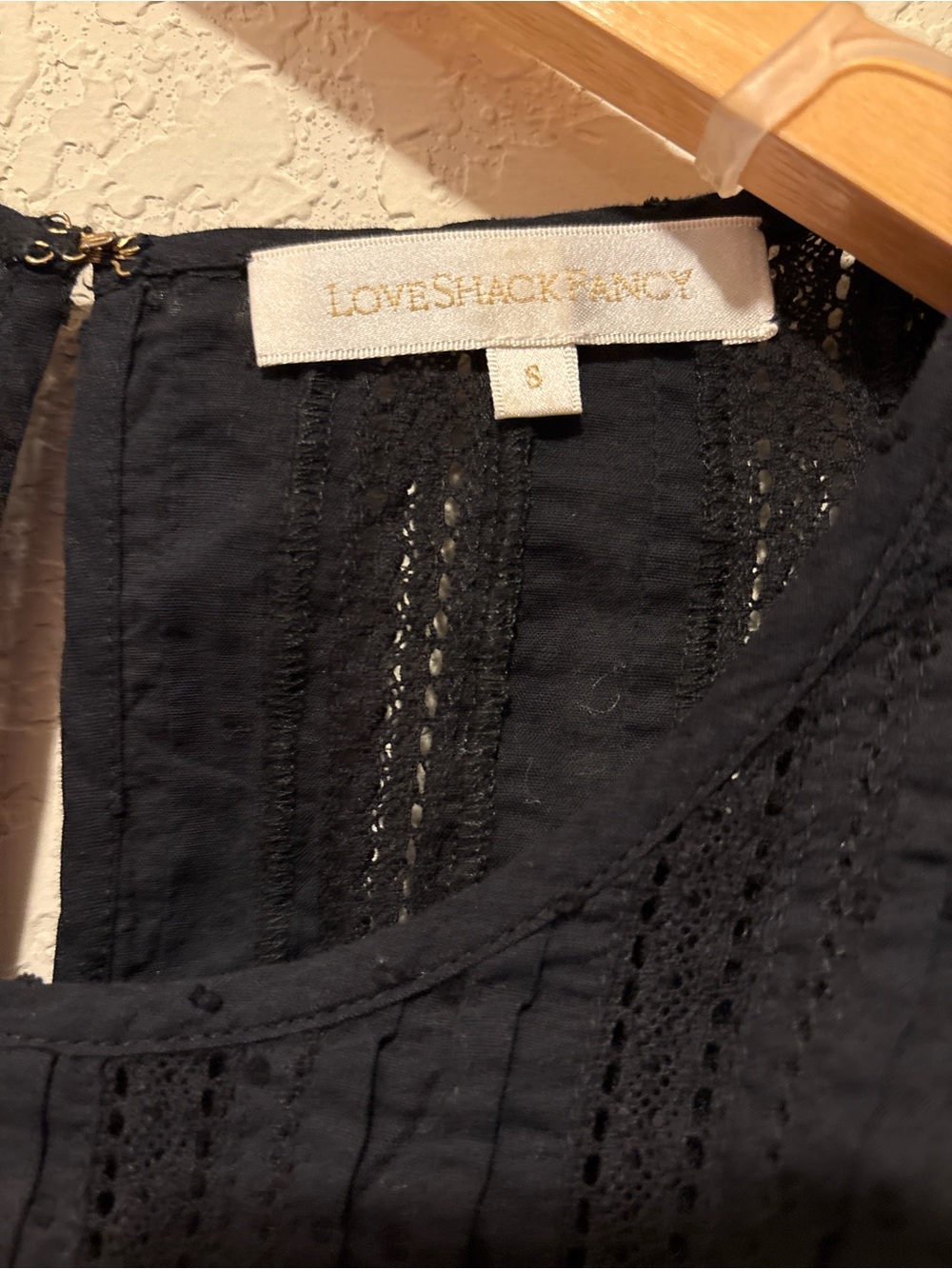 LoveShackFancy Black Cotton Ruffle Romper Short Sleeve Crew Neck Size S - Picture 3 of 3